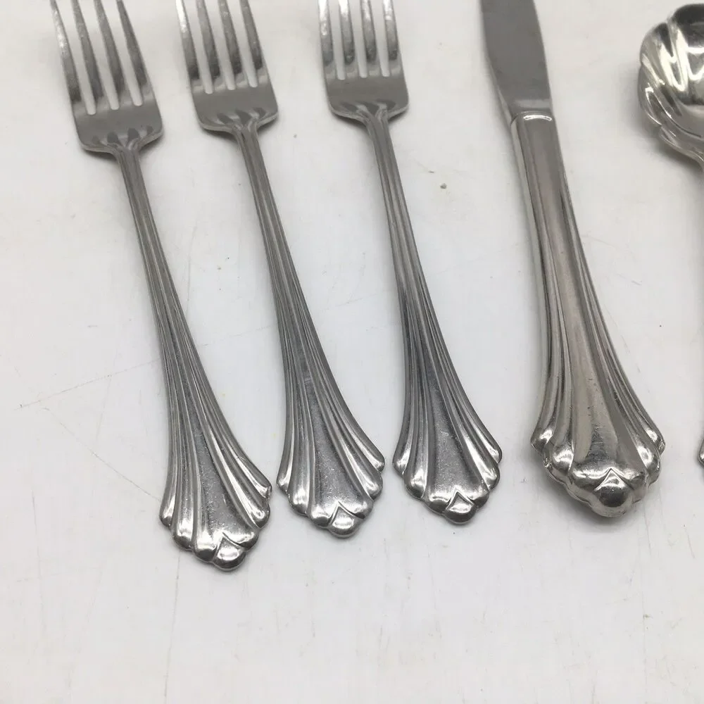 Oneida USA BANCROFT Stainless Flatware Set Of 5 - Dinner Fork Knife Sugar Spoon